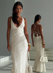Starcrossed Halter Maxi Dress Cream