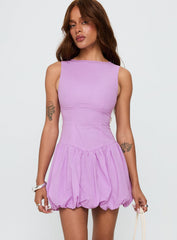 Cicely Bubble Hem Mini Dress Lilac