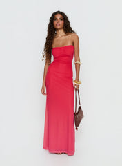 Jesemma Strapless Maxi Dress Hot Pink