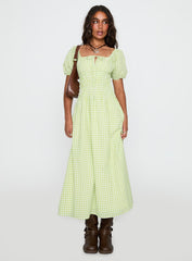 More Than Butterflies Maxi Dress Green Check