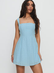 Xanthus Embroidered Mini Dress Blue