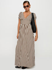 Collyns Maxi Dress Beige Pinstripe