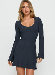 Best Interest Long Sleeve Mini Dress Navy