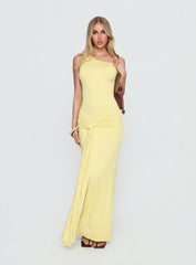 Get Lucky Drape One Shoulder Maxi Dress Lemon Yellow