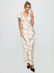 Miraselle Maxi Dress Cream Floral