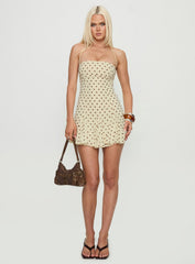 Delamere Mini Dress Yellow / Brown Polka Dot