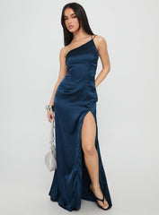 Kiss Of Life Satin Maxi Dress Navy