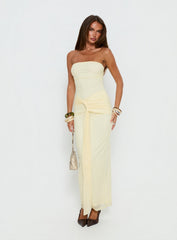 Senora Strapless Drape Maxi Dress Lemon