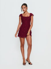 Lucienna Mini Dress Burgundy Floral