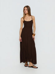 Janeira Pleat Maxi Dress Chocolate