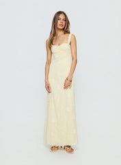 Maisone Broderie Maxi Dress Lemon