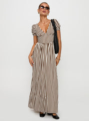 Collyns Maxi Dress Beige Pinstripe