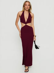 Idella Halter Cut Out Maxi Dress Plum