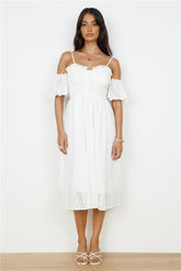 Basque Midi Dress White
