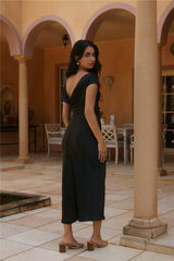 Siren Melody Satin Maxi Dress Black
