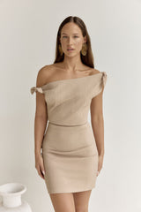 Xanthe Kisses Mini Dress Beige