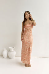 Staying True Strapless Maxi Dress Orange