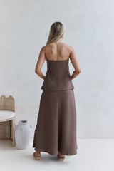 Ring The Bell Strapless Maxi Dress Brown