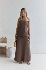 Ring The Bell Strapless Maxi Dress Brown