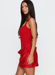 Ryana Corset Drape Mini Dress Red