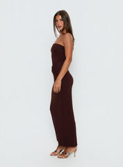 Signature Move Strapless Maxi Dress Chocolate Brown