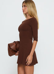 Silver Lake 3/4 Sleeve Mini Dress Chocolate
