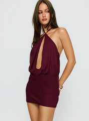 Drifting Away Chiffon Mini Dress Currant