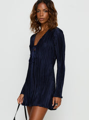 Malop Long Sleeve Mini Dress Navy