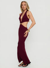 Idella Halter Cut Out Maxi Dress Plum