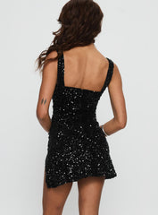 Centerfold Sequin Mini Dress Black