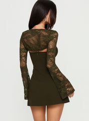 Jacenta Long Sleeve Lace Bolero Mini Dress Green