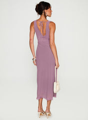 Between The Lines Lace Trim Maxi Dress Purple