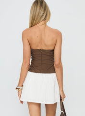 Sicialia Strapless Mini Dress Brown / White