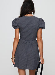 Nurture Bow Mini Dress Navy Check