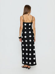 Avienna Maxi Dress Black Polka Dot