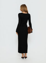 Gratuita Long Sleeve Rib Maxi Dress Black