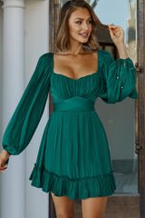 Linka On Or Off-Shoulder Long Sleeve Tie-Back Dress Forest Green