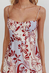 Echoes Tied Back A-Line Midi Dress Floral Lilac