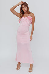 Soul Song Rose Accent Ruffle Dress Pink