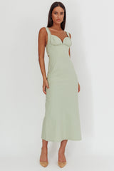 Moonlit Reverie Twist Back Maxi Dress Sage