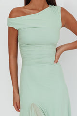 Moonlit Magic Asymmetric Neckline Maxi Dress Sage