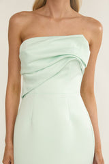 Fleur Sky Strapless Pleat Bust Maxi Dress Mint