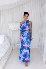 Midnight Palette Off Shoulder Maxi Dress Blue