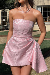 Strapless Jacquard Mini Party Dress