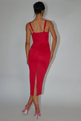 La Bellevilloise Sequin Bust Midi Dress Red