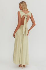 Dorothea High Cowl Open Back Maxi Dress Sage