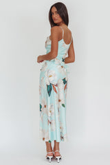 Sunshine Eternity Asymmetric Neckline Ruffle Maxi Dress Floral Mint