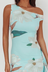 Raphaella Asymmetric Neckline Split Maxi Dress Magnolia Mint