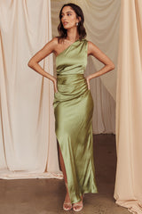 Kamillia One-Shoulder Split Maxi Dress Olive