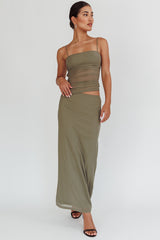 Lorely Ruched Bodice Maxi Dress Olive